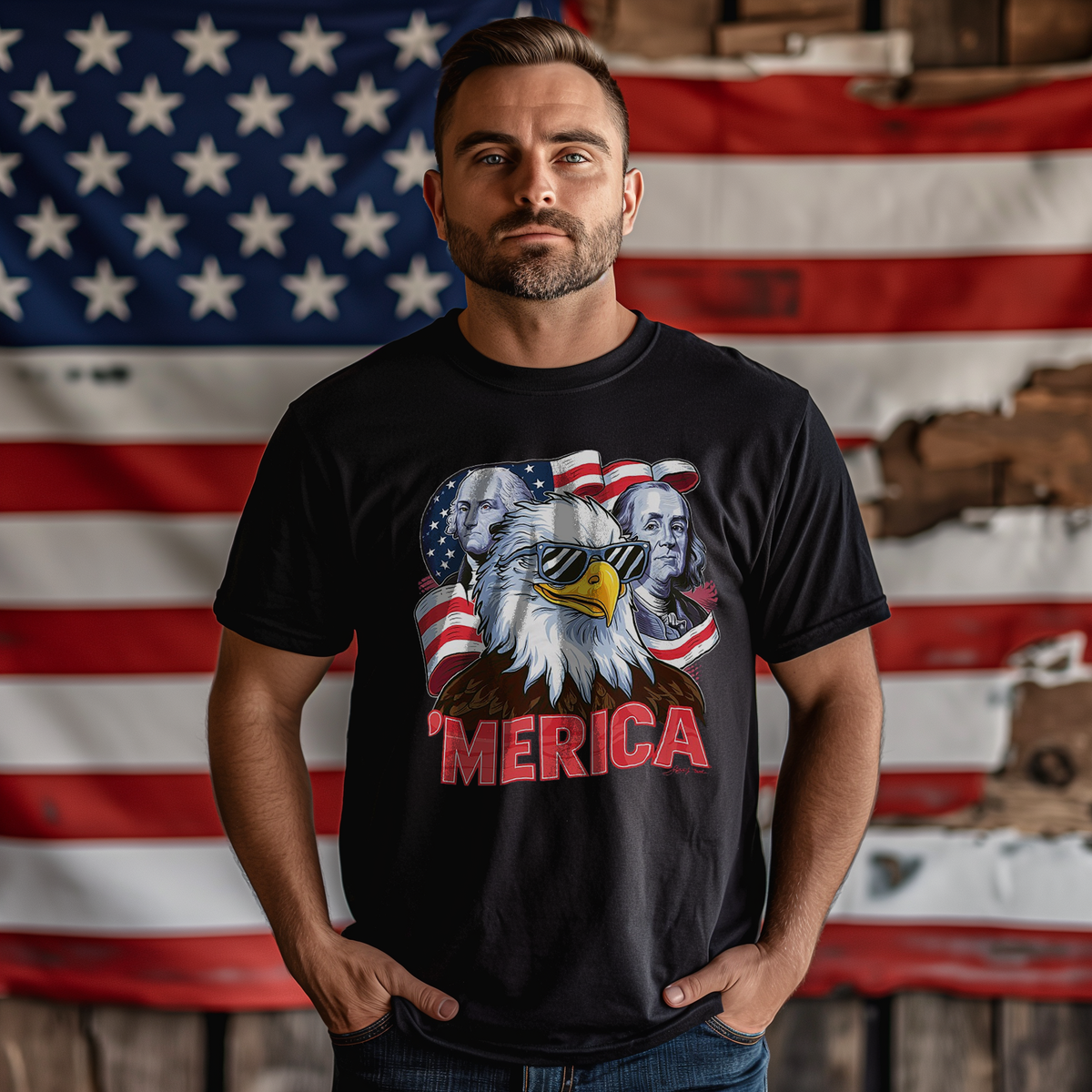 'Merica Ben, George & Eagle T-shirt