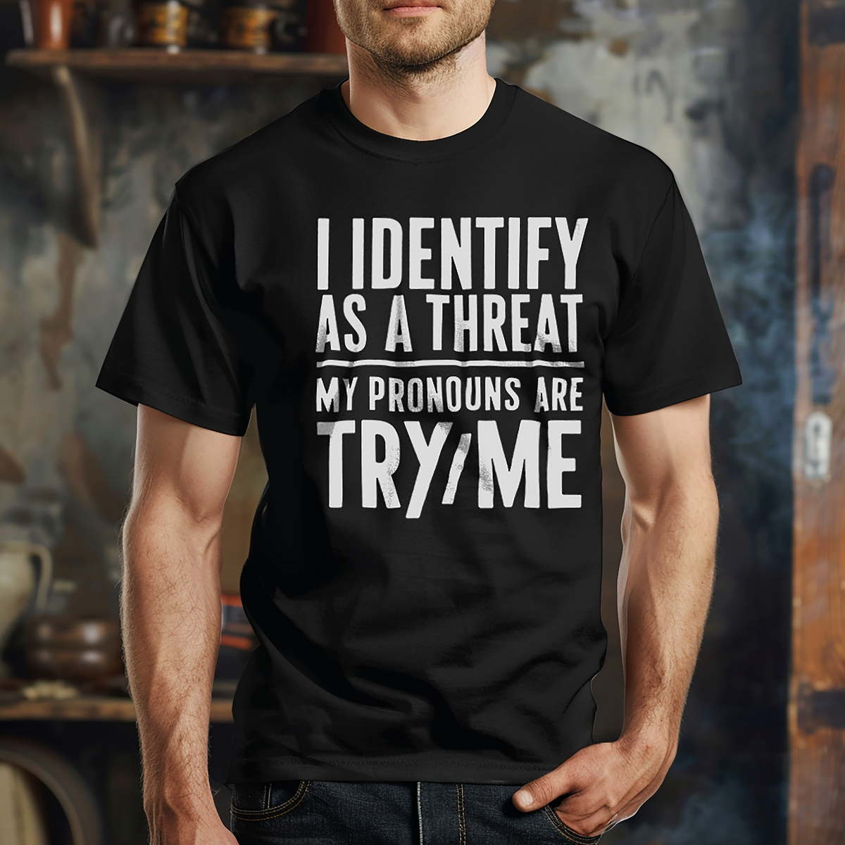 I Identify as a Threat - My Pronouns are Try/Me T-Shirt